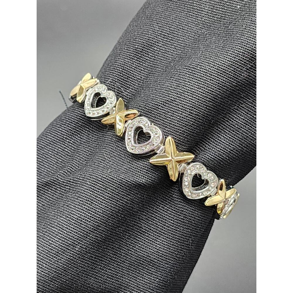 Vintage XO Dual Tone Bracelet, Gold and Silver Tone with Adjustable Clasp